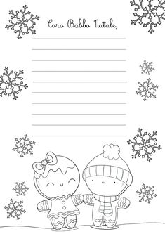 a christmas letter to santa with snowflakes on the background and an image of two children