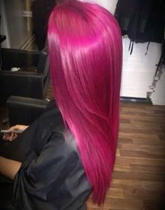 Dark Hot Pink Hair, Hot Pink Hair Aesthetic, Pink Hair Grunge, Berry Pink Hair