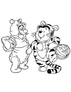 winnie the pooh and tigger are holding basketballs in their hands coloring page