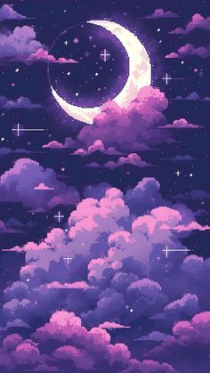 the sky is filled with clouds and stars, as if it were painted in purple