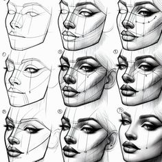 an image of a woman's face with different angles and facial shapes on it