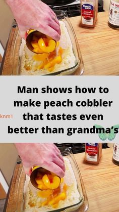 a person pouring something into a bowl on top of a counter