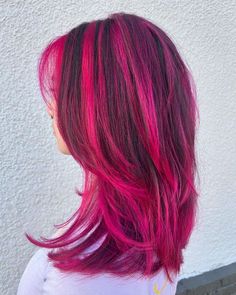 Lunar Tides Pink hair inspiration 🎀💖🪽 tap to see more from these talented artists 👆 Brown And Hot Pink Hair, Layered Pink Hair, Hot Pink Highlights In Brown Hair, Emi Core, Hot Pink Highlights, Pink Hair Inspiration, Draculaura Hair, Pink Hair Highlights, Dark Pink Hair