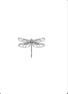 a black and white drawing of a dragonfly