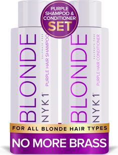 PRICES MAY VARY. ★ THE BEST PURPLE SHAMPOO AND CONDITIONER SET FOR BLONDE HAIR - Working together, the NYK1 Blonde purple hair shampoo and conditioner perfectly complement one another and enhances the vibrancy of blonde hair whilst leaving your hair silky smooth. Both the shampoo and conditioner for blonde hair are color safe. ★ NEUTRALIZES & REMOVES YELLOW BRASSY TONES - Our Sulfate Free Purple Shampoo and Purple Conditioner For Blonde Hair is formulated to reduce and remove unwanted brassy yel Toner For Bleached Hair, Blonde Purple Hair, Silver Hair Toner, Shampoo For Bleached Hair, Toner For Blonde Hair, Blonde Hair Types, Purple Shampoo For Blondes, Best Purple Shampoo, Blonde Toner