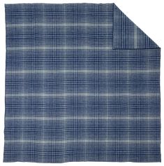 a blue and white checkered blanket folded up