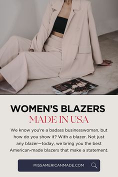 Ready to make a statement? These 11 American-made blazers are the perfect blend of style and power. Whether you're a CEO or simply want to feel like one, these chic blazers will elevate any outfit. Step into your power with the best blazers in the game. #PowerDressing #AmericanMade #BlazerStyle Step Into Your Power, Chic Blazer, Women's Blazers, Vogue India, Single Button Blazer, Power Dressing, Pink Blazer, Made Clothing