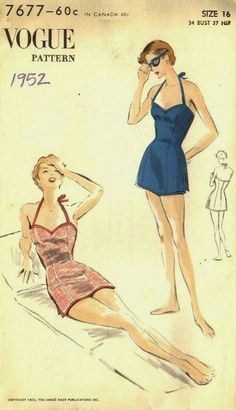 Vintage Swimsuit Pattern, Vintage Bathing Suit Patterns, Swimwear Sewing Patterns, Vintage Playsuit, Vintage Vogue Patterns, Vintage Vogue Sewing Patterns, Patron Vintage, Sewing Vintage, Under Shorts