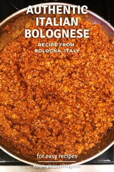 the cover of traditional italian bolognzoe easy and delicious for easy recipe book