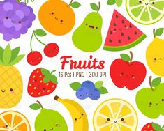 fruit clipart set for commercial use in adobe, pst and png formats