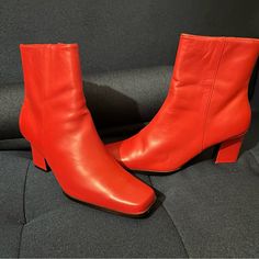 Red Leather Boots Almost Perfect Condition I Have No Idea How The Heel Cracked On The Left Boot I Have A Piece Of It If It Helps But I Never Got To Leave The House With It Red Leather Boots, Almost Perfect, Shoes Heels Boots, Lady In Red, Red Leather, Shoes Women Heels, Leather Boots, Heeled Boots, Shoes Boots