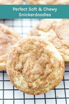 three cookies sitting on top of a cooling rack