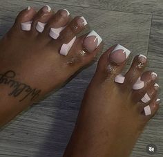 Milky White Nails And Toes, Acrylic White Toes, White Square Toes Acrylic, Feet Acrylic Nails French Tips White, White Tip Toes, Toenail Inspiration, Toe Pics White Nails, Girly Acrylic, Acrylic Toes