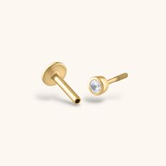 Tiny Sapphire Threaded Flat Back Earring in 14k Gold Flatback Earrings, Cartilage Piercings, Ear Party, Conch Earring, Flat Back Earrings, Sapphire Studs, Moon Studs, Ear Stack, Infinite Possibilities