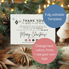 a christmas card with the words, change text, colors, and use your own logo