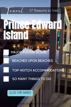 an advertisement for the prince edward island resort in florida, with text overlaying it