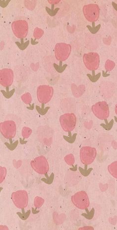 a pink flowered background with green leaves on it's side and the bottom half of the pattern