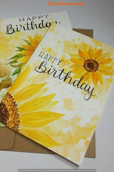 two birthday cards with sunflowers on them