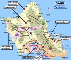 a map showing the location of major cities in hawaii, including honolulu and oahu