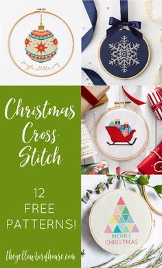 christmas cross stitch patterns with text overlay