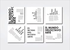 six black and white brochures with the words el mundo delocito arte