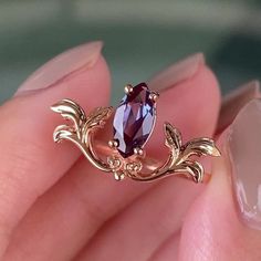 Fairy Rings Jewelry, Fantasy Jewelry Ring, Cute Jewelry Rings, Fantasy Rings, Chatham Alexandrite, Vintage Jewelry Rings, Ethereal Jewelry, Fantasy Ring, Gemstone Wedding Rings