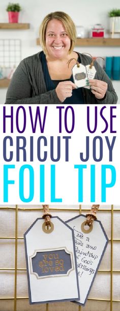 a woman sitting on a bench with the words how to use circuit joy foil tip