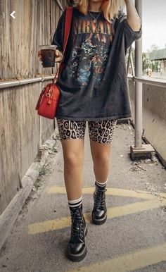 Edgy Day Outfit, Tshirt Dress Streetwear, 90s Mom Astethic, Punk Over 40 For Women, Summer Outfits In Hot Weather, Summer Edge Outfits, Rainy Bbq Outfit, Sylvan Esso Concert Outfit, 90s Music Festival Outfits