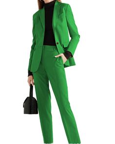 20% wool / 80% polyester. Flat. Include Blazer + Pants. Notch Lapel. Center Vent. Single Buttons. Real pocket. Full lined. Machine wash / Hand wash. Color or size customization please note in the order Tailored Green Dress Pants With Welt Pockets, Green Tailored Dress Pants With Welt Pockets, Green Formal Dress Pants With Pockets, Tailored Green Dress Pants With Pockets, Tailored Suits With Welt Pockets For Career, Green Dress Pants With Pockets For Office, Tailored Green Dress Pants For Formal Occasions, Formal Tailored Green Dress Pants, Tailored Green Pantsuit For Fall