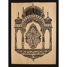 an intricately designed wall hanging in the shape of a building with arches and domes