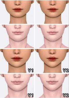 six different views of the face of a woman with various angles and shapes to show her lips