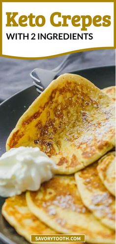 keto crepes with 2 ingredients on a black plate