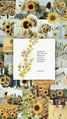 a collage of pictures with sunflowers and the words bom dua