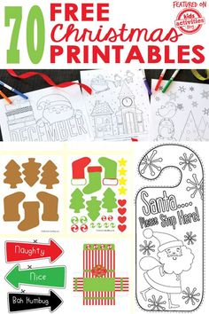 free christmas printables for kids to color and decorate with the help of santa claus