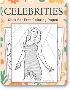 an adult coloring book with the title celebritys click for free coloring pages