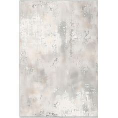 a white and gray rug with an abstract design