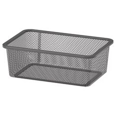 a metal basket with mesh sides on a white background