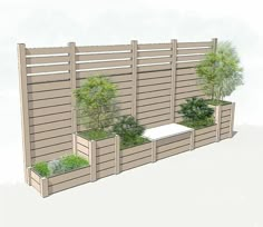 a drawing of a fence with plants growing in it