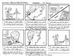 a comic strip with some people talking to each other and one person sitting at a computer