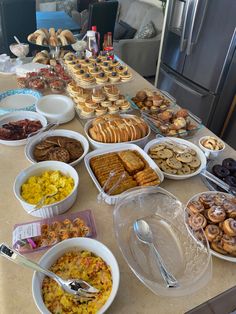 a table filled with lots of different types of food