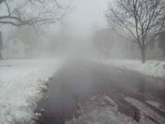 the road is covered in snow and ice