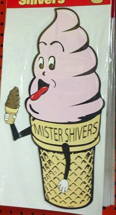 a sticker with an ice cream sundae on it's face and arms