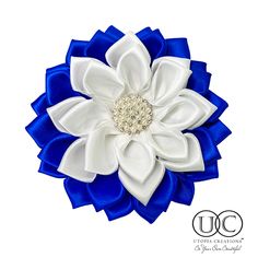 a white and blue flower on a white background