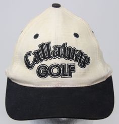 a white and black cap with the word callaway golf on it's side