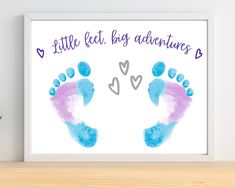 a baby's hand and foot print with the words little feet, big adventures