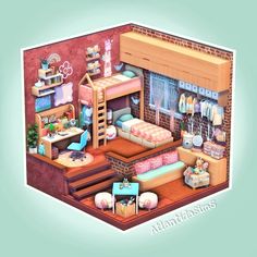 an image of a dollhouse with furniture and accessories in the room on top of it