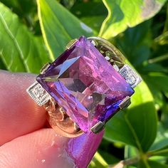 Stunning Vintage Ring In Solid 10k Yellow Gold (Stamped And Tested) With Synthetic Alexandrite Or Synthetic Purple Sapphire Stone. The Stone Is Approx.10x12mm In Size, Adorned By 2 Tiny Diamonds Set In White Gold, Which Adds Elegance And Sparkle To This Ring!Weights 4.40 Grams, Size 6,5 On Ring Mandrel.Ring Is Also Stamped Inside "Forever Yours" A Probably Maker/Manufacturer Stamp. Beautiful Piece, Very Solid Made, Stone Chamges Color Depending On Lightening .A Perfect Retro Ring In Great Condition! Ring Mandrel, Retro Ring, Purple Sapphire, Tiny Diamond, Sapphire Diamond Ring, Forever Yours, Sapphire Stone, Vintage Ring, Sapphire Diamond