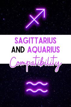 the zodiac sign sagittarius and aquarius, with text overlaying it