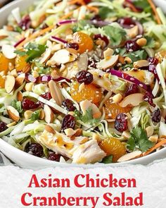 Chicken Cranberry Salad, Chicken Cranberry, Asian Chicken Salad, Asian Chicken Salads, Cranberry Salad, Recipes Asian, Asian Chicken, Coleslaw Mix, Sliced Almonds