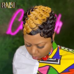 BAISI Pixie Finger Wave With Honey Blonde Wig – BAISI HAIR Honey Blonde Wig, 27 Piece Hairstyles, Fringe Wig, Finger Waves Short Hair, Sleek Short Hair, Black Kids Braids Hairstyles, Short Relaxed Hairstyles, 27 Piece, Black Hair Short Cuts